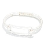 Wholesale hammered Metal Hinged Bangle Bracelet Hollow Rectangle D