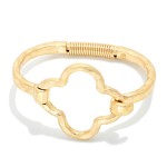 Wholesale hammered Metal Hinged Bangle Bracelet Hollow Clover D