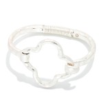 Wholesale hammered Metal Hinged Bangle Bracelet Hollow Clover D