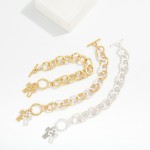 Wholesale hammered Metal Chain Link Bracelet Toggle Clasp Cross Charms D