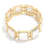 Wholesale two Metal Squared Stretch Bracelet L