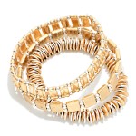 Wholesale set Three Mixed Bead Stretch Bracelet Two Tones D