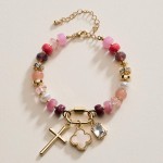 Wholesale beaded Bracelet Cross Pearlescent Clover Rhinestone Charms D