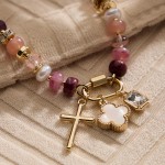 Wholesale beaded Bracelet Cross Pearlescent Clover Rhinestone Charms D