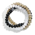 Wholesale set Three Marbled Acetate Bead Beaded Stretch Bracelet D