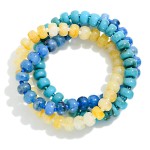 Wholesale set Three Marbled Acetate Bead Beaded Stretch Bracelet D
