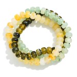 Wholesale set Three Marbled Acetate Bead Beaded Stretch Bracelet D