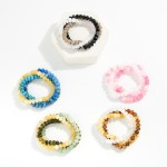 Wholesale set Three Marbled Acetate Bead Beaded Stretch Bracelet D