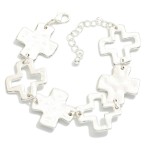 Wholesale metal Chain Linked Bracelet Hammered Metal Plus Cross Bracelet D