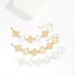 Wholesale metal Chain Linked Bracelet Hammered Metal Plus Cross Bracelet D