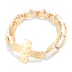 Wholesale metal Paperclip Chain Link Bracelet Hammered Metal Cross D