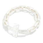 Wholesale metal Paperclip Chain Link Bracelet Hammered Metal Cross D