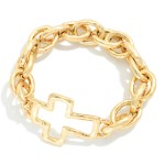 Wholesale chunky Chain Link Stretch Bracelet Hollow East West Cross D