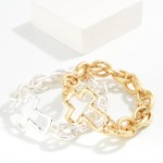 Wholesale chunky Chain Link Stretch Bracelet Hollow East West Cross D