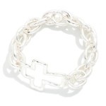 Wholesale chunky Chain Link Stretch Bracelet Hollow East West Cross D