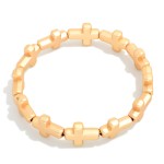 Wholesale metal East West Cross Beaded Stretch Bracelet D