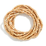 Wholesale set Matte Metal Square Bead Beaded Stretch Bracelets D