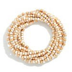 Wholesale set Matte Metal Square Bead Beaded Stretch Bracelets D