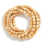 Wholesale set Matte Metal Square Bead Beaded Stretch Bracelets D