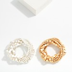 Wholesale set Matte Metal Square Bead Beaded Stretch Bracelets D