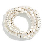 Wholesale set Matte Metal Square Bead Beaded Stretch Bracelets D