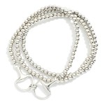 Wholesale set Three Metal Beaded Stretch Bracelet Horsebit Charm