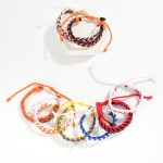 Wholesale two Game Day Braided Rope Bracelet Adjustable D