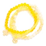 Wholesale set Three Beaded Stretch Bracelets Faceted Stone Beads Hammered Metal