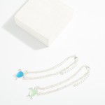 Wholesale layered Chain Link Anklet Metal Turtle Charm Stone D Extender L