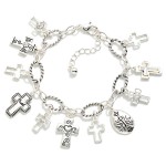 Wholesale twisted Link Chain Link Bracelet Metal Engraved Cross Charms D Extende