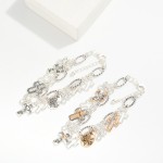 Wholesale twisted Link Chain Link Bracelet Metal Engraved Cross Charms D Extende