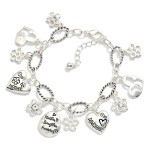 Wholesale twisted Link Chain Link Bracelet Metal Flowers Mother Daughter Engrave