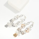 Wholesale twisted Link Chain Link Bracelet Metal Flowers Mother Daughter Engrave