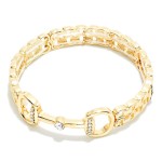 Wholesale chain Link Watch Band Bangle Stretch Bracelet Metal Horsebit Detail D