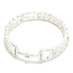 Wholesale chain Link Watch Band Bangle Stretch Bracelet Metal Horsebit Detail D