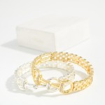Wholesale chain Link Watch Band Bangle Stretch Bracelet Metal Horsebit Detail D