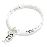 Wholesale metal Bangle Stretch Bracelet Crosses Ichthys Heart Charms D