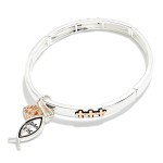 Wholesale metal Bangle Stretch Bracelet Crosses Ichthys Heart Charms D