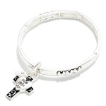 Wholesale metal Bangle Stretch Bracelet Hearts Cross Heart Charm D