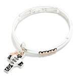 Wholesale metal Bangle Stretch Bracelet Hearts Cross Heart Charm D