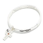 Wholesale metal Bangle Stretch Bracelet Ichthys Cross Heart Charms D