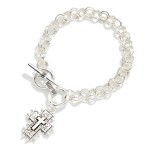 Wholesale double Circle Link Chain Link Bracelet Metal Cross Charm D