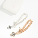 Wholesale double Circle Link Chain Link Bracelet Metal Cross Charm D
