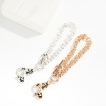 Wholesale double Circle Link Chain Link Bracelet Metal Horse Horseshoe Charm D