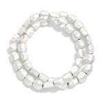 Wholesale set Two Hammered Metal Nugget Bead Beaded Stretch Bracelets D