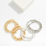 Wholesale set Two Hammered Metal Nugget Bead Beaded Stretch Bracelets D