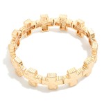 Wholesale hammered Metal Plus Crosses Stretch Bracelet D