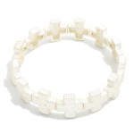 Wholesale hammered Metal Plus Crosses Stretch Bracelet D