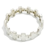 Wholesale hammered Metal Plus Crosses Stretch Bracelet D