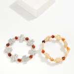 Wholesale beaded Stretch Bracelet Hammered Metal Plus Crosses Acetate Beads D